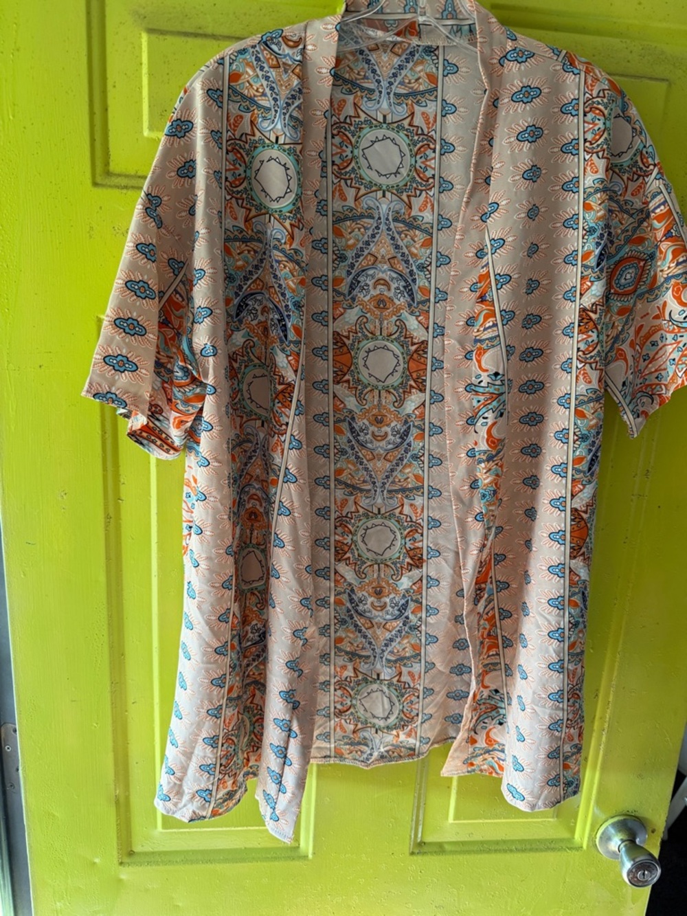 Women’s Peach Patterned Short Sleeve kimono